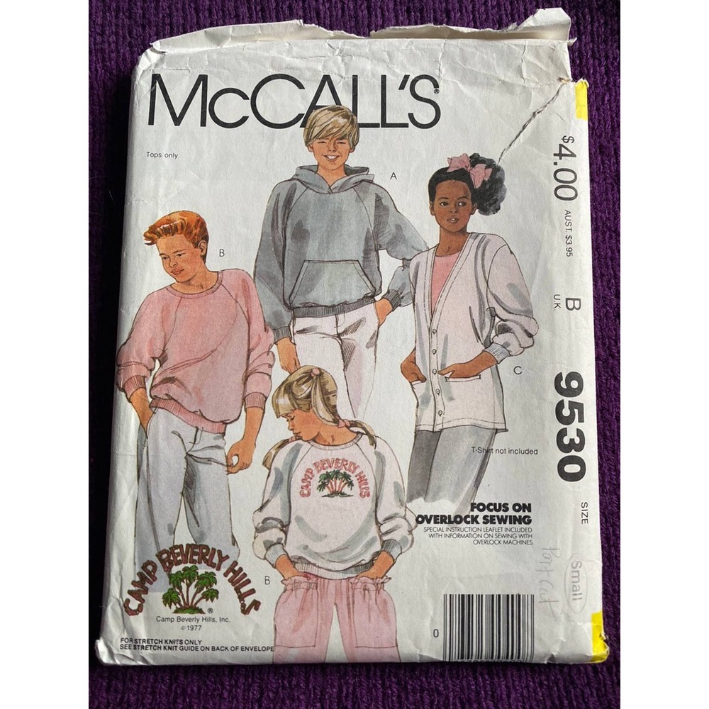 McCalls sewing pattern 9530 hoodie sweatshirt cardigan sz S